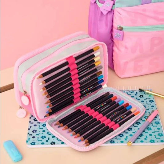 Cartuchera con 3 cierres mundo fw