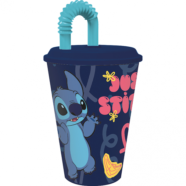 Vaso infantil con sorbito stitch 430 ml