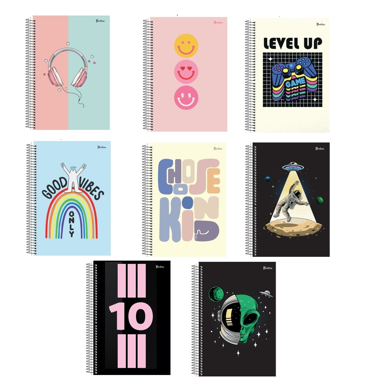 Pack x4 Libreta 96h ilustra diseños con espiral