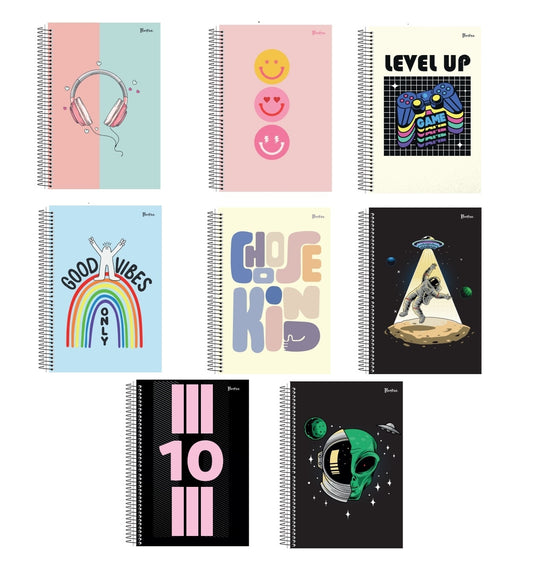 Pack x4 Libreta 96h ilustra diseños con espiral
