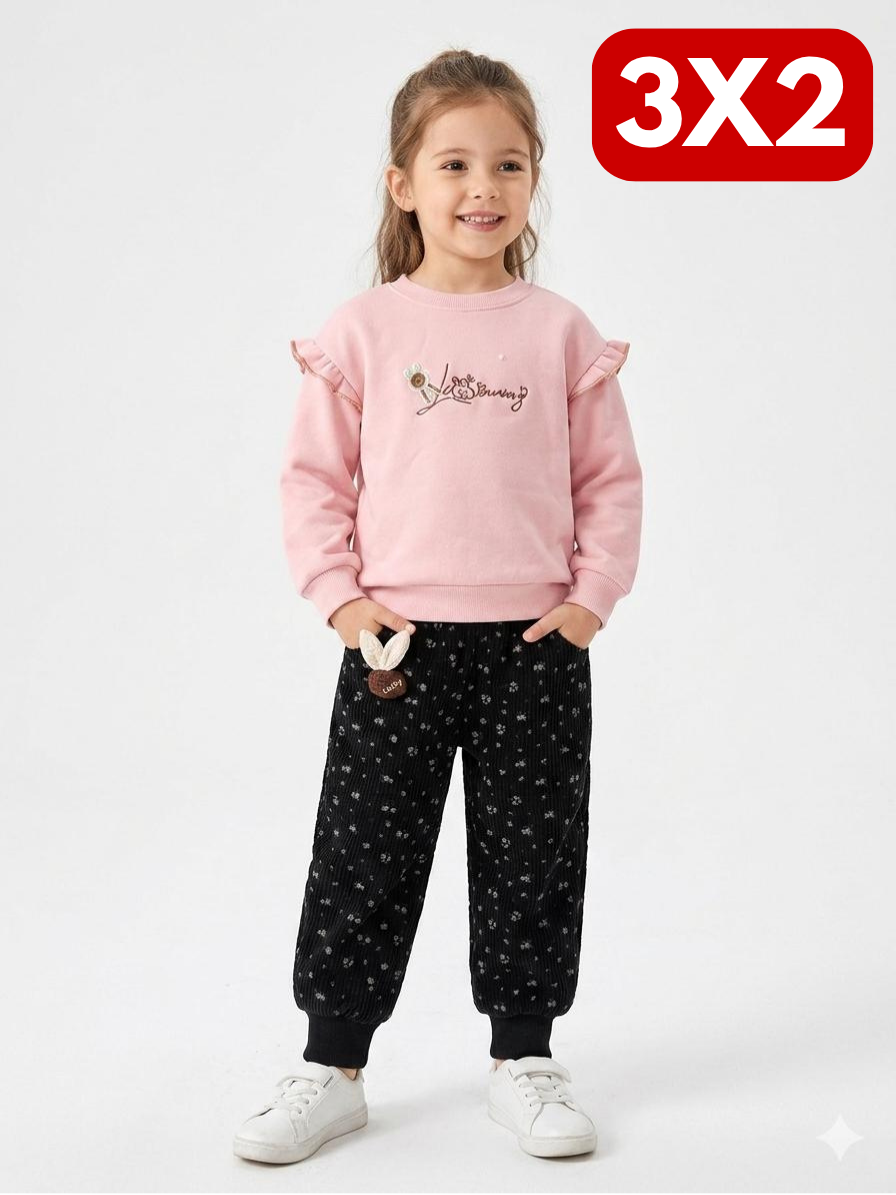 Pantalón Flores Extra Grueso - Preto (con broche de regalo)