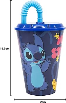 Vaso infantil con sorbito stitch 430 ml