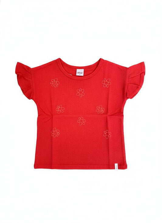 Remera Niña Flores Rojo