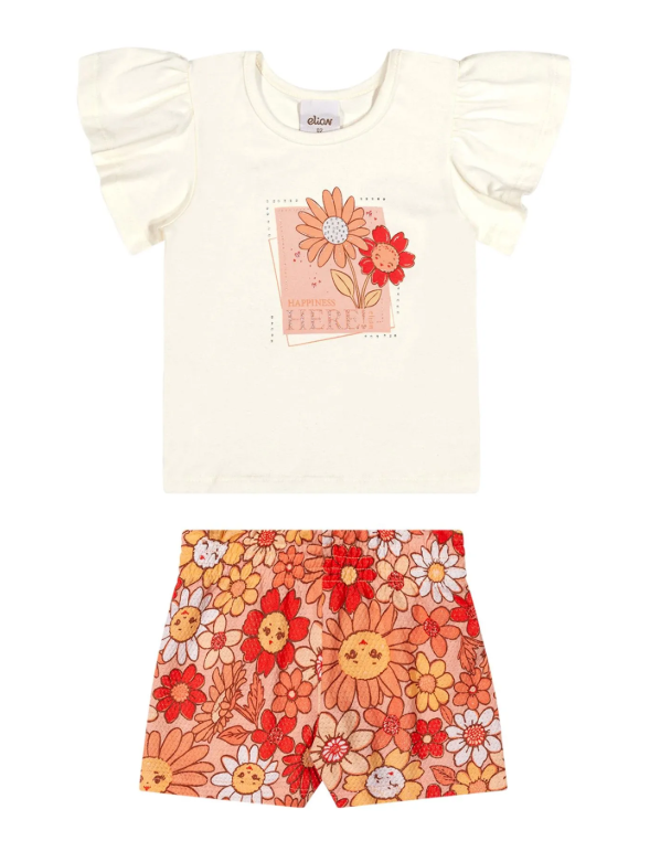 Conjunto Niña Flores Blanco