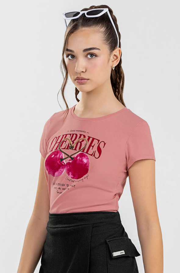 Remera Juvenil Cherries Rosa