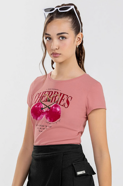 Remera Juvenil Cherries Rosa