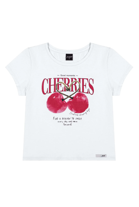 Remera Juvenil Cherries Blanca