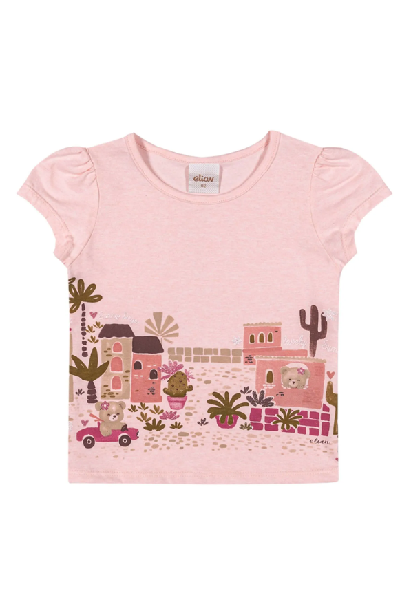 Remera Niña Estampa Rosa