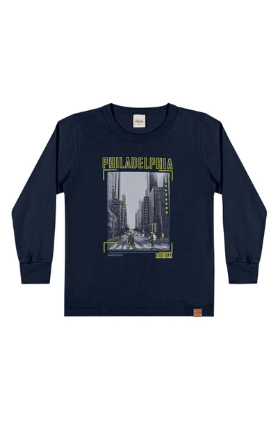 Remera Manga Larga Azul Elian