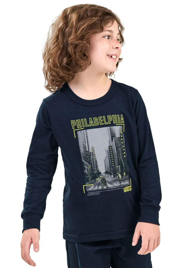 Remera Manga Larga Azul Elian