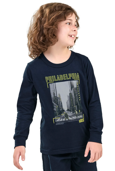 Remera Manga Larga Azul Elian