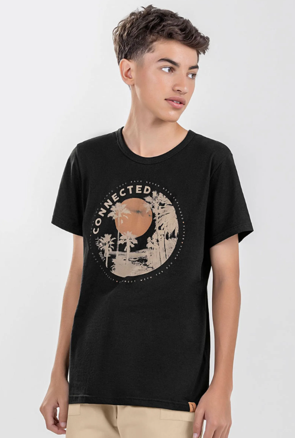 Remera Connected Juvenil Elian Preto