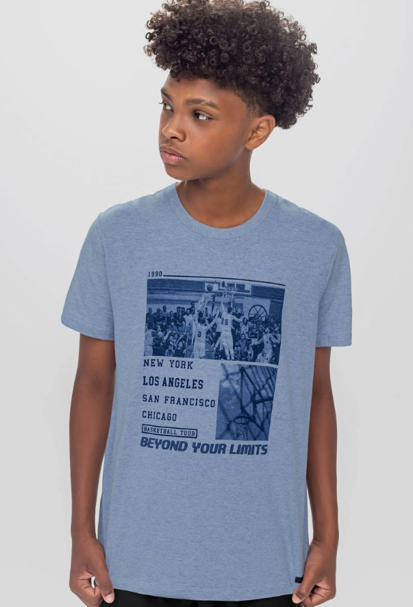 Remera Estampada Juvenil Azul