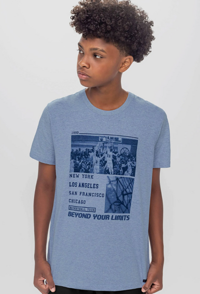 Remera Estampada Juvenil Azul