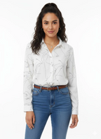 Camisa Estampa Lineas Blanco CUATROASES