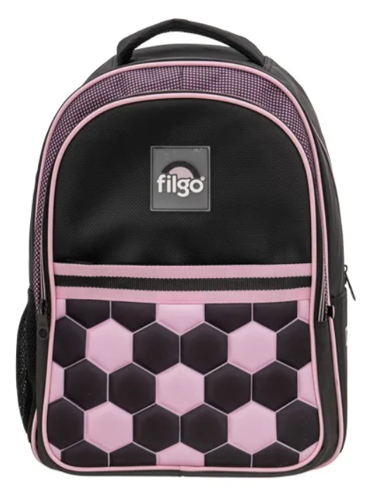 Mochila Escolar Futbol Rosa Y Negra - Filgo