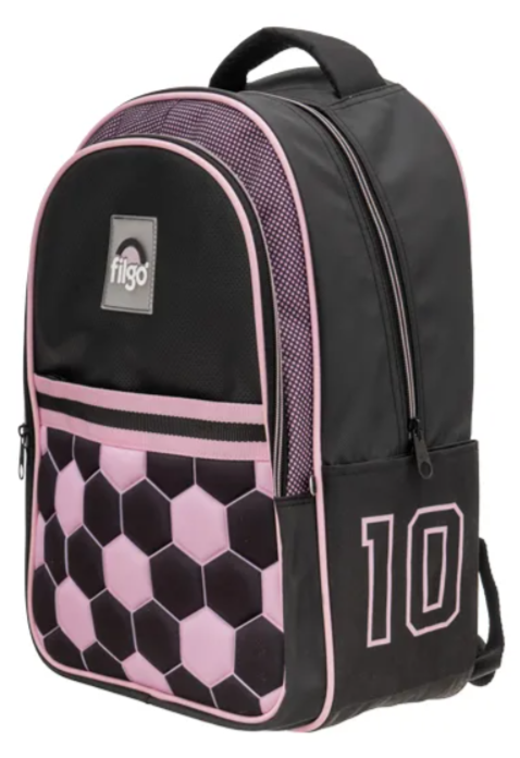 Mochila Escolar Futbol Rosa Y Negra - Filgo