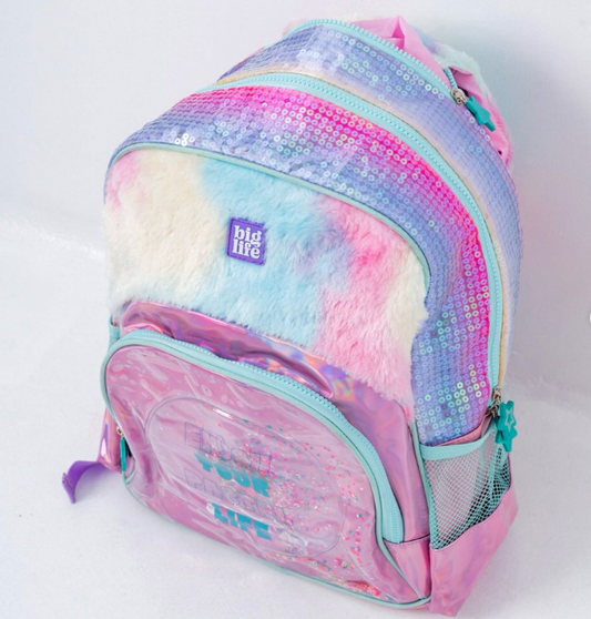 mochila liquido glitter unicorn