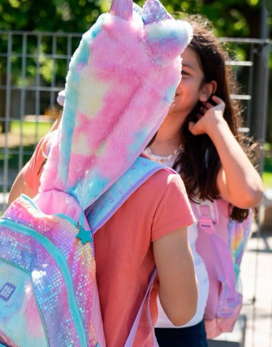 mochila liquido glitter unicorn