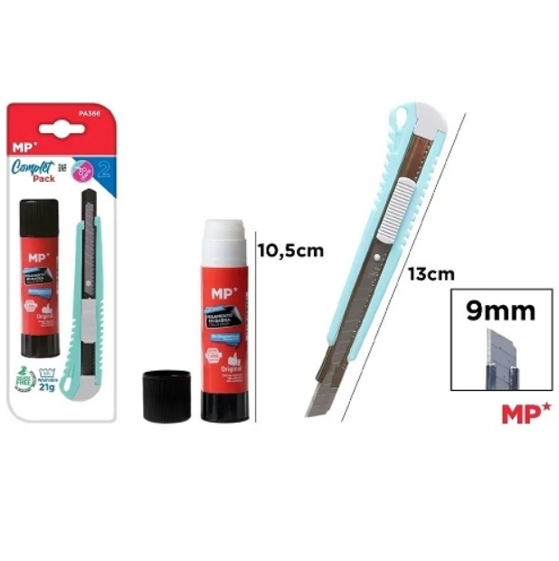 Set creativo barra adhesiva 21gr + cortante main paper