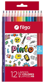 Lapices Filgo Pinto X 12 Colores + 2 Lapices Grafito hb