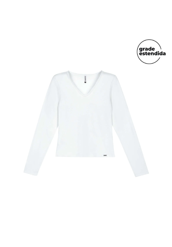 Remera Mujer Escote V Blanca