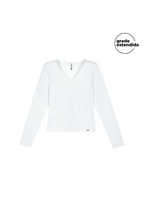Remera Mujer Escote V Blanca