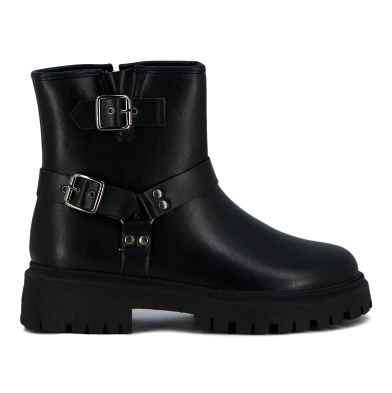 Botas Darkness Con Tira Y Hebillas - Negro