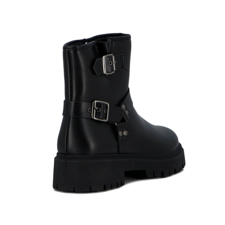 Botas Darkness Con Tira Y Hebillas - Negro