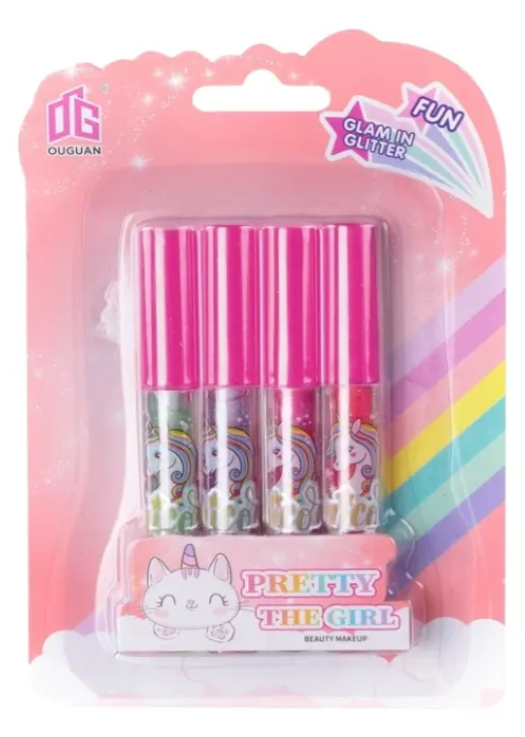 Pack X4 Brillos Labiales - Set Cosmético Infantil