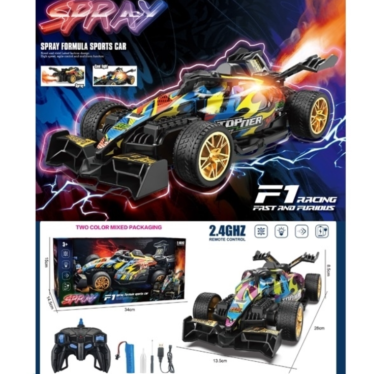 Auto De Formula 1 A Control Remoto Juguete Con Luz Y Humo
