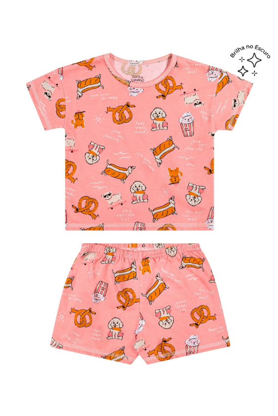 Pijama corto para niña con perritos - Elian Rosa