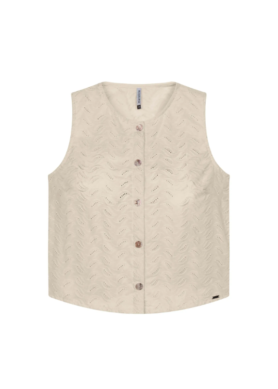 Camiseta mujer con botones Marialícia - Beige