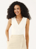 Musculosa acanalada escote en V Marialícia - Beige