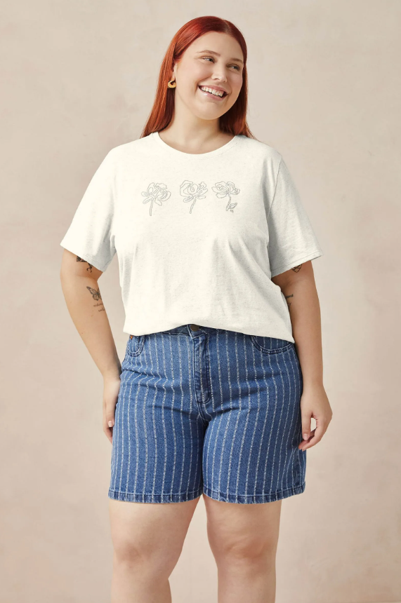Remera estampado floral Marialícia - Beige