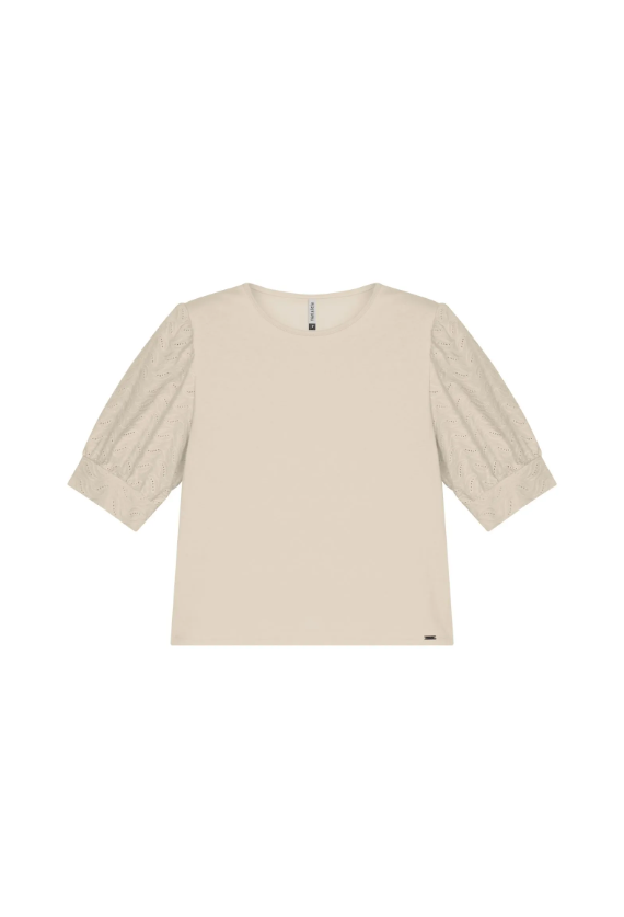 Blusa Manga Texturizada Marialícia - Beige