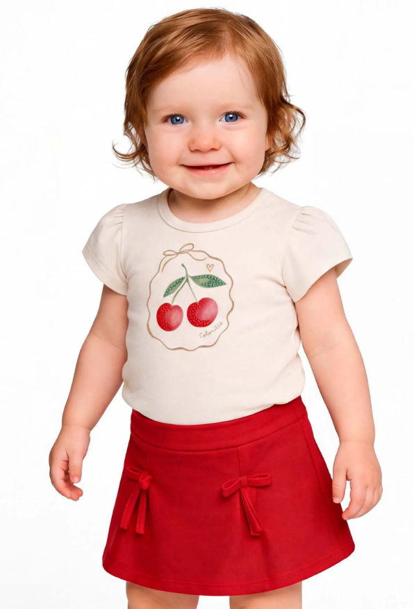 Conjunto Cereza Coloritta - Beige/Rojo