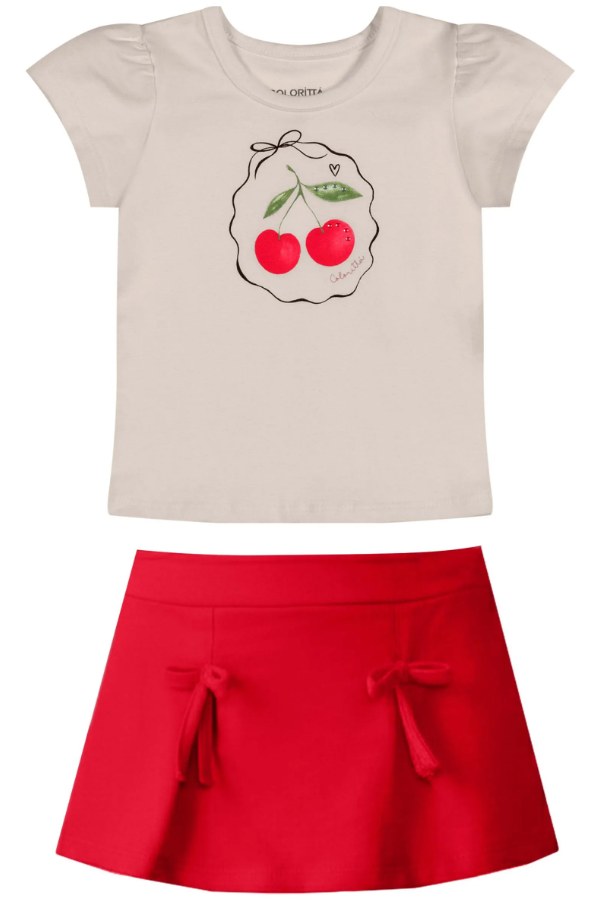 Conjunto Cereza Coloritta - Beige/Rojo