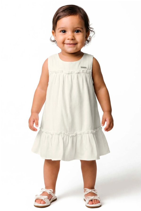 Vestido Volados Coloritta - Blanco