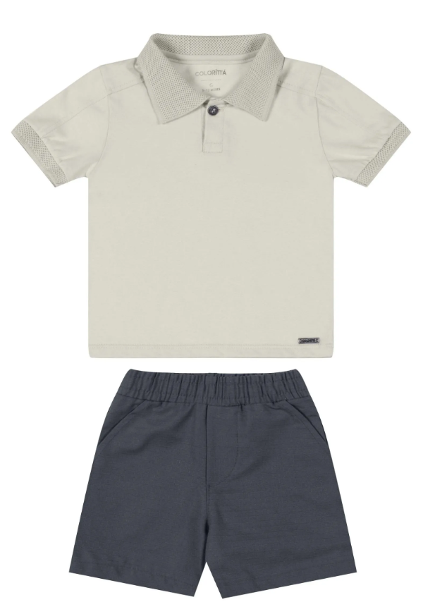 Conjunto Polo Coloritta - Hielo/Azul