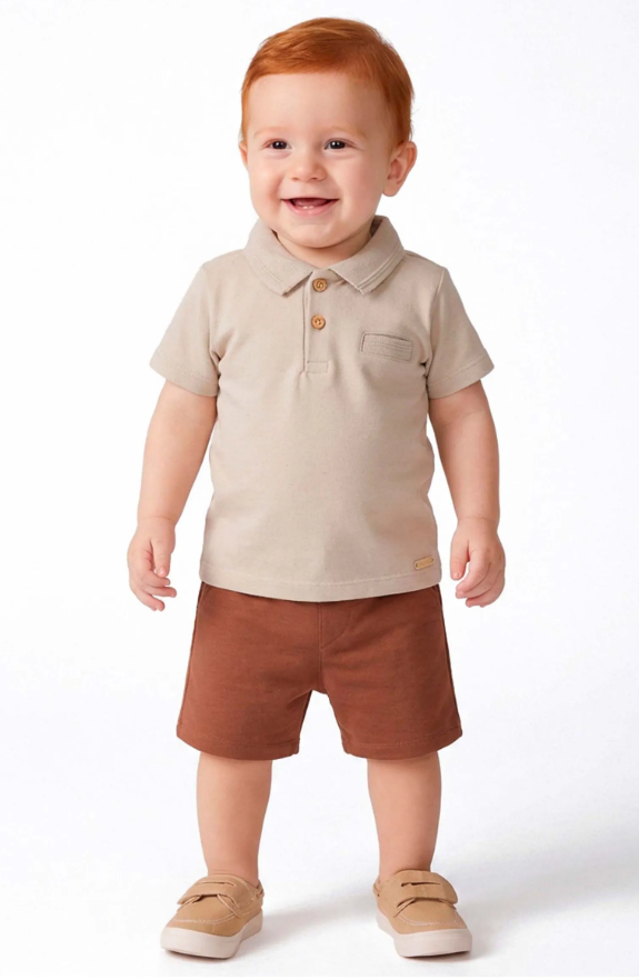Conjunto Polo Coloritta - Beige/Terracota
