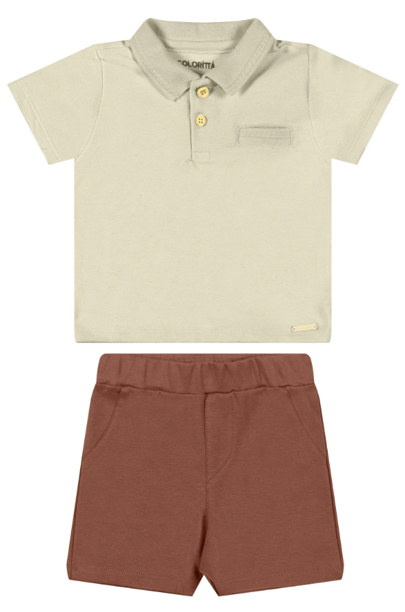 Conjunto Polo Coloritta - Beige/Terracota
