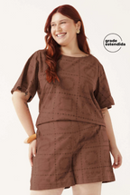 Short Floral Marialicia - Terracota
