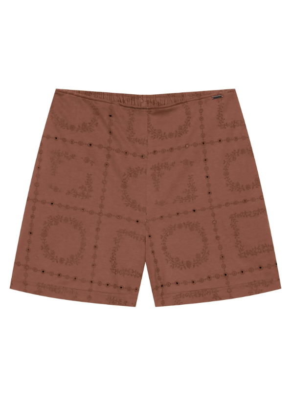 Short Floral Marialicia - Terracota