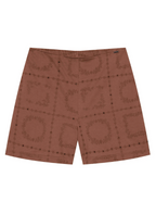 Short Floral Marialicia - Terracota
