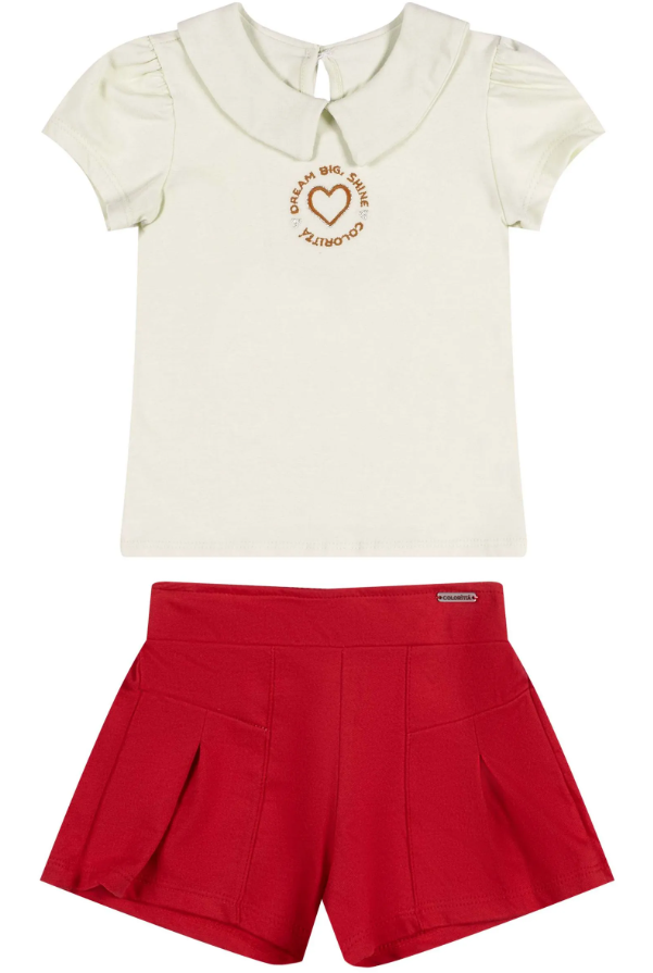 Conjunto Corazon Coloritta - Beige/Rojo