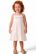 Vestido Flores Bordado Coloritta - Crudo
