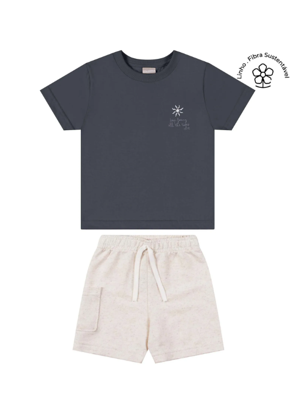 Conjunto Vacation State Coloritta - Azul/Beige