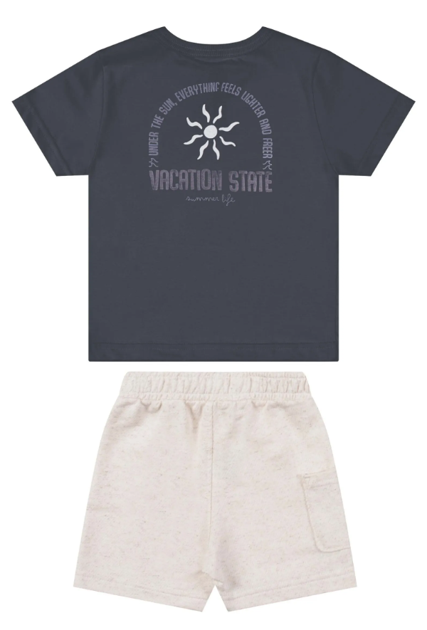 Conjunto Vacation State Coloritta - Azul/Beige