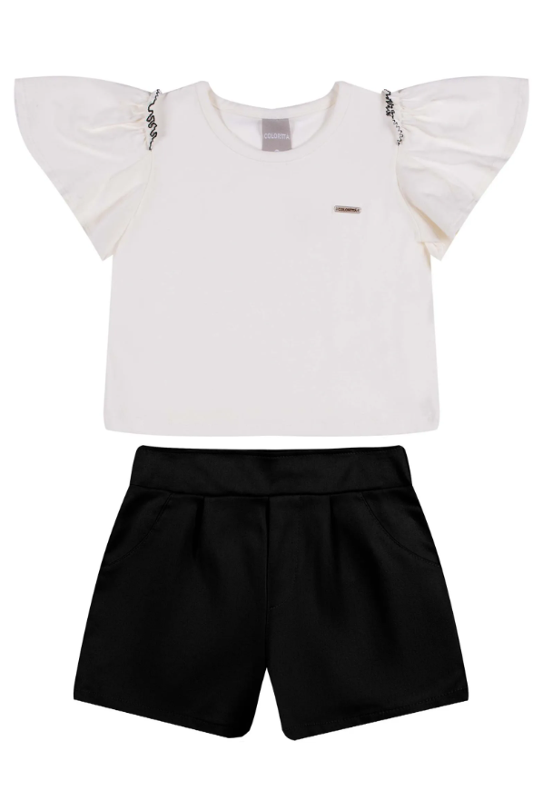 Conjunto Volado Coloritta - Blanco/Negro